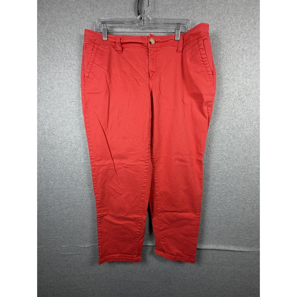 Liz Claiborne Pants Womens 10 Red Chino Twill Stretch Capri Casual Pockets‎